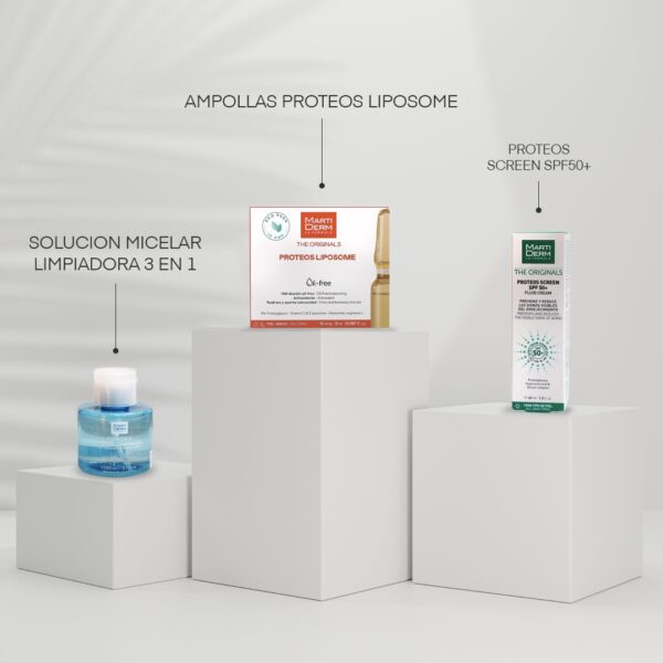 Combo Ampollas Proteos Liposome, Solución Micelar, Proteos Screen SPF50+