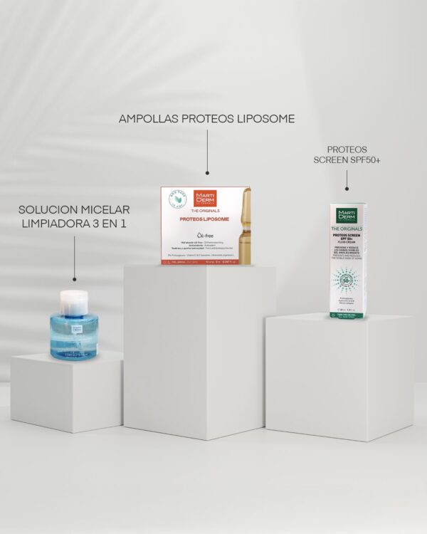 Combo Ampollas Proteos Liposome, Solución Micelar, Proteos Screen SPF50+